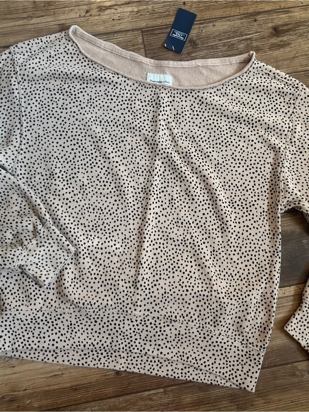 Abercrombie & Fitch Beige Dot-Print Crewneck Sweatshirt